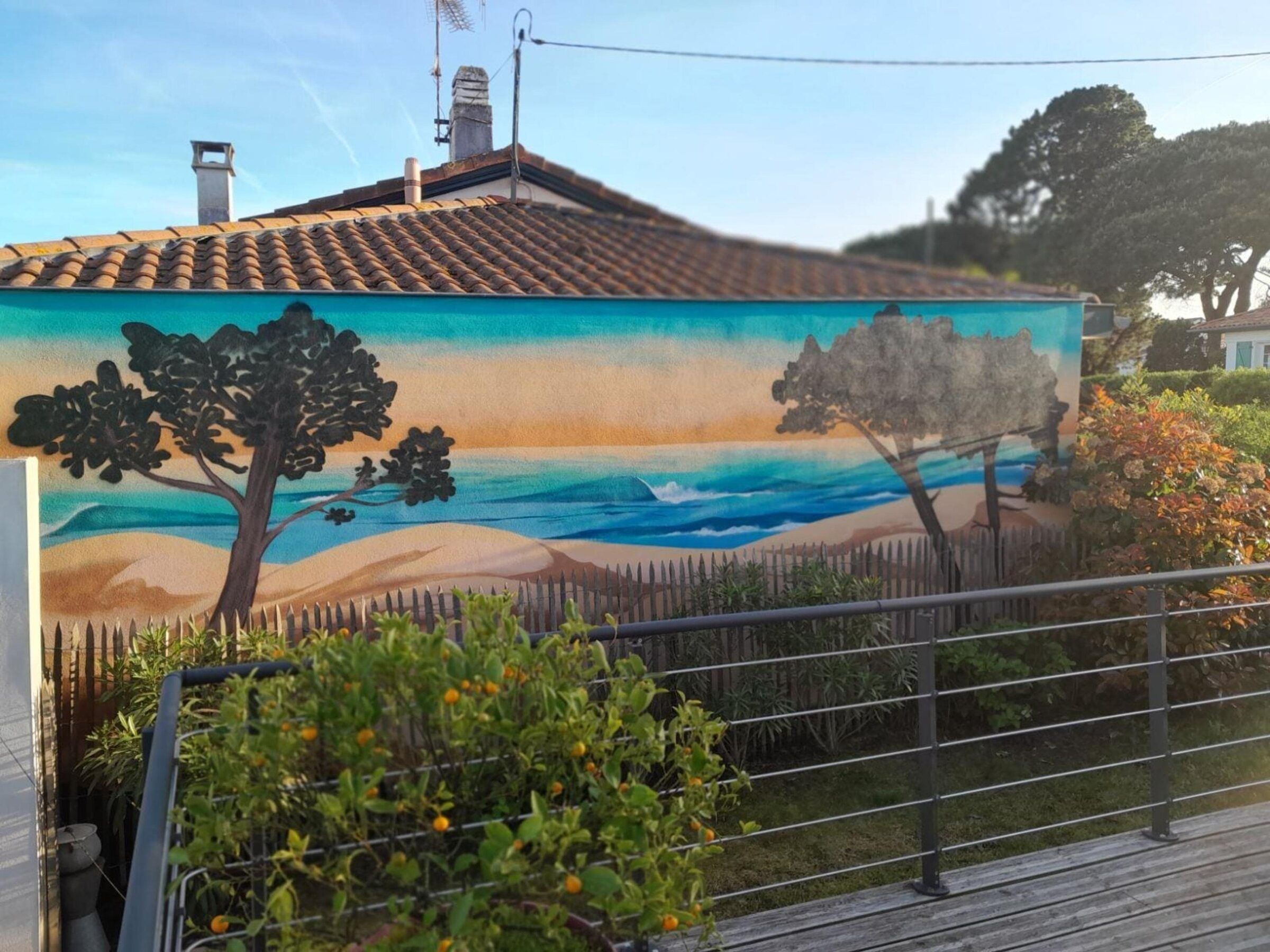 La fresque des dunes et pins vue depuis la terrasse
